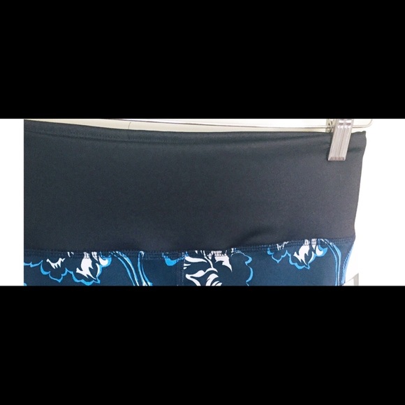 NWT JOE FRESH Floral Print Contrast Crop Leggings Blue With Elastic Waist Sz XS - Picture 5 of 8
